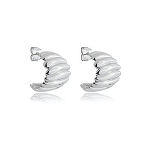 Brinco de argola liso banho em rodio branco