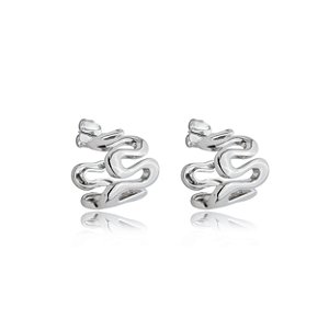 Brinco de argola liso banho em rodio branco