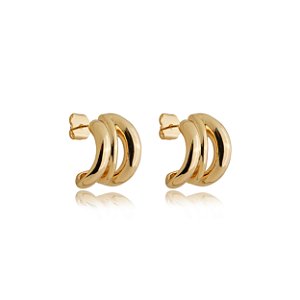 Brinco de argola dourado liso banho em ouro 18k
