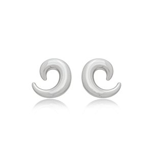 Brinco liso banho em rodio branco