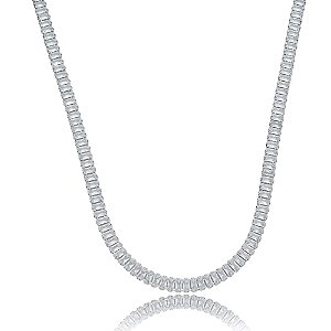 Colar de riviera com zirconia cristal banho em rodio branco