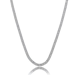Colar de riviera com zirconia cristal banho em rodio branco