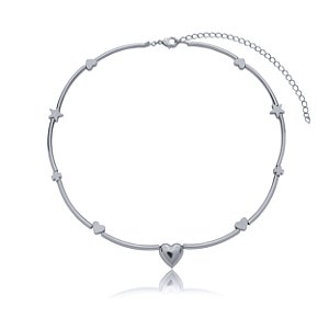 Colar liso banho em rodio branco