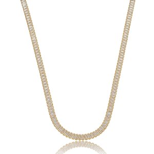 Colar de riviera com zirconia cristal banho em ouro 18k