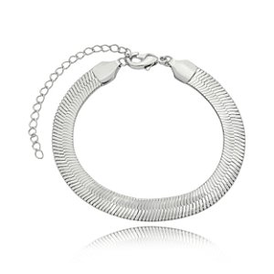 Pulseira de fita lisa banho em rodio branco