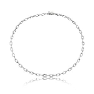 Colar de corrente cravejado com zirconia cristal banho em rodio branco