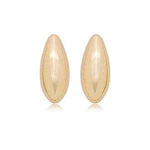 Brinco dourado liso banho em ouro 18K