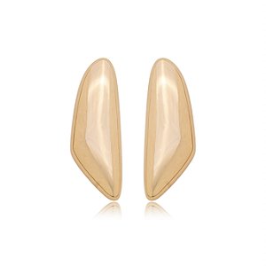 Brinco dourado liso banho em ouro 18K