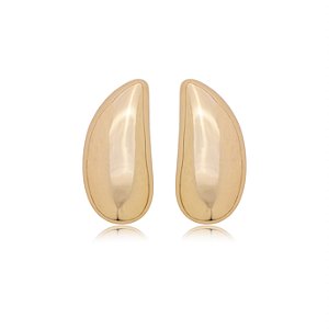 Brinco dourado liso banho em ouro 18K