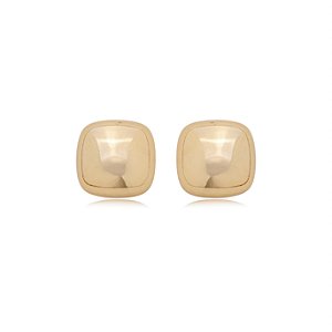 Brinco dourado liso banho em ouro 18K