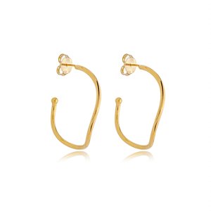 Brinco de argola dourado liso banho em ouro 18K