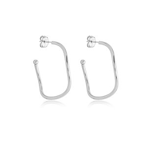 Brinco de argola liso banho em rodio branco