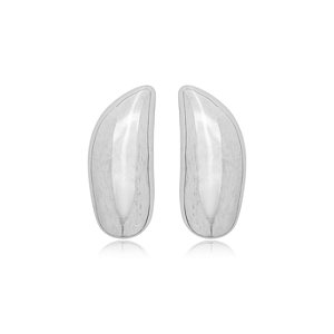 Brinco liso banho em rodio branco