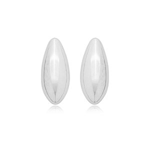 Brinco liso banho em rodio branco