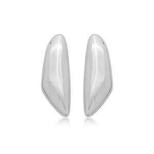 Brinco liso banho em rodio branco