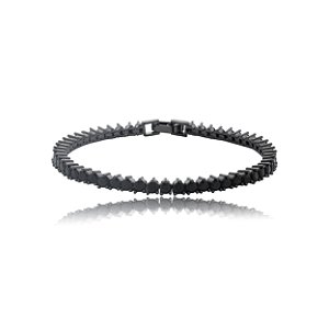 Pulseira riviera cravejada de zirconia onix banho em rodio negro