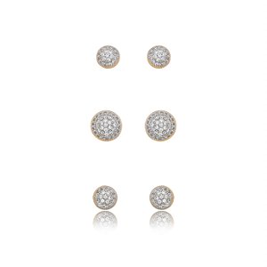 Trio cravejado de zirconia cristal banho em ouro 18k
