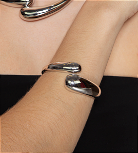 Bracelete liso banho em rodio branco