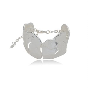 Pulseira acetinada martelada lisa banho em rodio branco