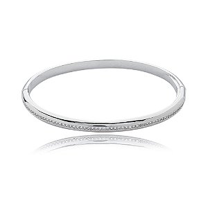 Bracelete cravejado de zirconia cristal banho em rodio branco