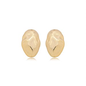 Brinco de base martelado banho em ouro 18k