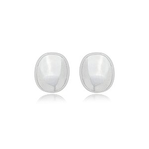 Brinco de base liso banho em rodio branco
