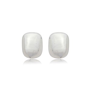 Brinco de base liso banho em rodio branco