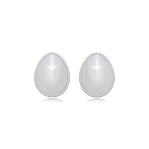 Brinco de base liso banho em rodio branco