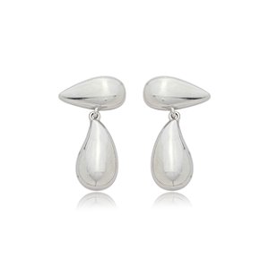 Brinco liso banho em rodio branco