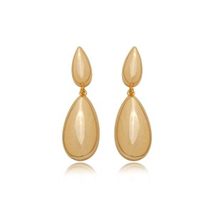 Brinco dourado liso banho em ouro 18K