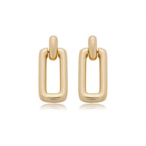 Brinco dourado liso banho em ouro 18K