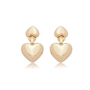 Brinco de coração liso banho em ouro 18k