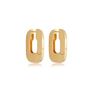 Brinco de argola liso banho em ouro 18k