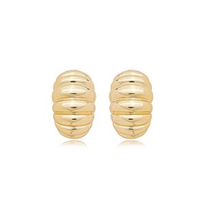 Brinco de argola liso banho em ouro 18k