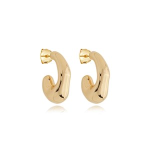 Brinco de argola liso banho em ouro 18k