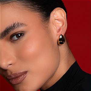 Brinco de argola liso banho em ouro 18k