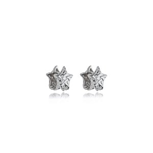 Brinco de argola martelado liso banho em rodio branco