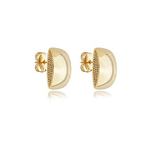Brinco cravejado de zirconia cristal banho em ouro 18k