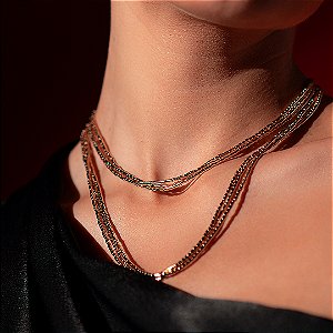 Colar de trio canutilho liso banho em ouro 18k
