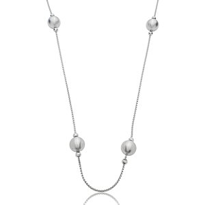 Colar liso acetinado banho em rodio branco