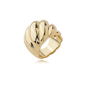 Anel dourado liso banho em ouro 18k