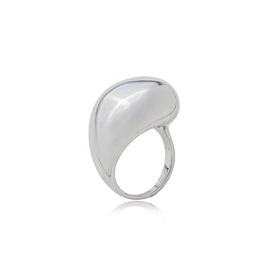 Anel liso banho em rodio branco