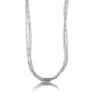 Colar trio de canutilho liso banho em rodio branco