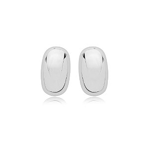 Brinco de base liso banho em rodio branco
