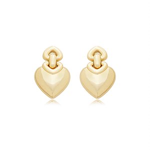 Brinco de coração liso banho em ouro 18k