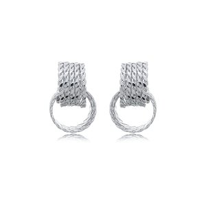 Brinco de base liso banho em rodio branco