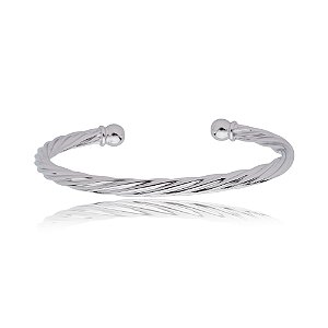 Bracelete liso banho em rodio branco