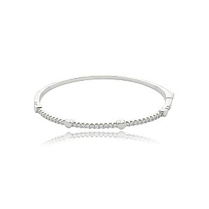 Bracelete de coração cravejado de zirconia cristal banho em rodio branco