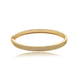 Bracelete cravejado de zirconia cristal banho em ouro 18k