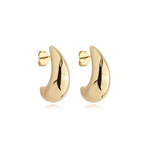 Brinco de argola dourado liso banho em ouro 18k